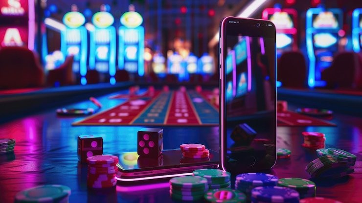 Antarmuka permainan Fish Hunter di aplikasi mobile sba99 dengan ikan berwarna-warni dan senjata penembak